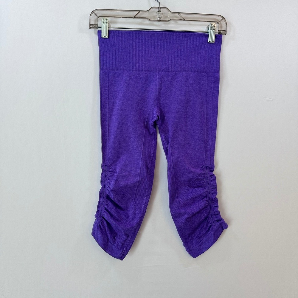 Lululemon Ebb to Street Tight II Purple Crop Leggings Ruched Pointelle Size 4